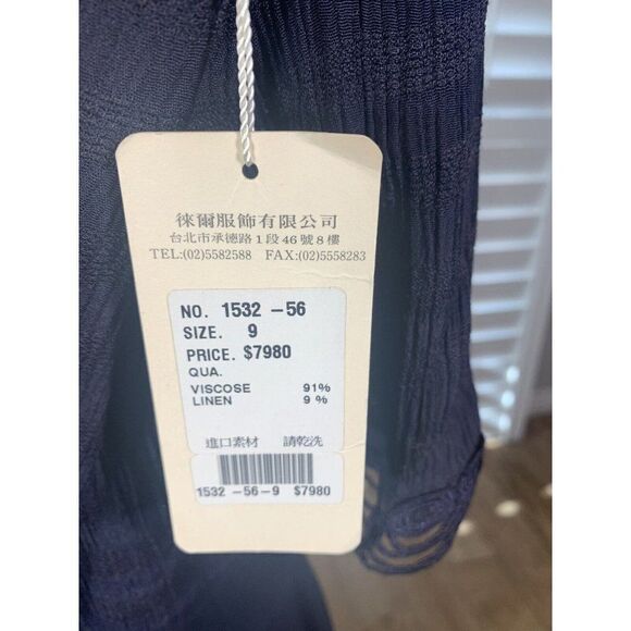 Vtg 80s Deadstock Lion Dark Blue Cocktail Dress 9 Ballet Length Rayon Empire - Picture 10 of 12